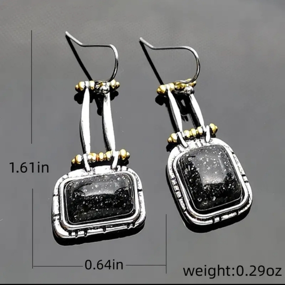 Vintage Handmade Asymmetric Geometric Earrings. - Picture 5 of 7